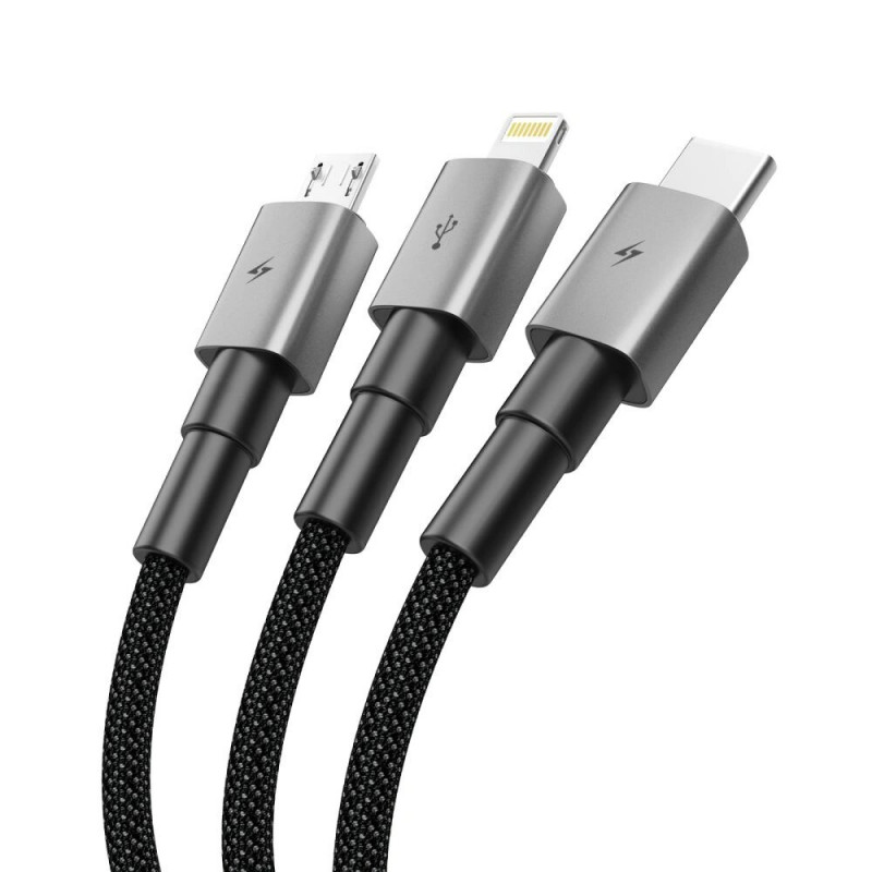 Tech-Protect UltraBoost DNA kabel 3w1 USB-A do Lightning / USB-C / Micro-USB, 3 A, 120 cm, szary (iron grey)