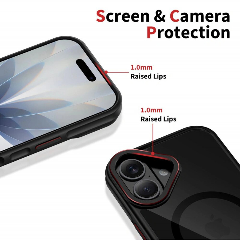 Tech-Protect MagHybrid MagSafe etui do Apple iPhone 17, czarno-czerwone