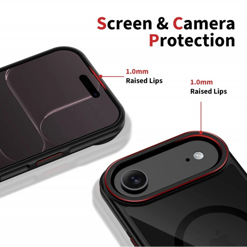 Tech-Protect MagHybrid MagSafe etui do Apple iPhone Air, czarno-czerwone
