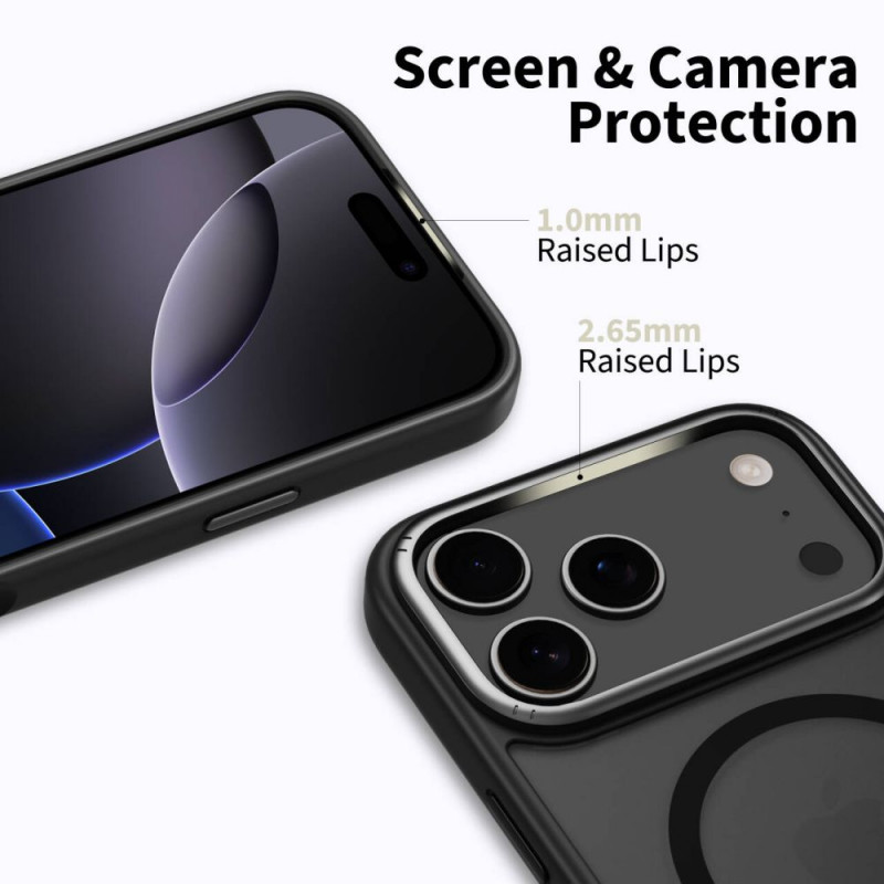Etui Tech-Protect MagEdge MagSafe do Apple iPhone 17 Pro Max, matowy czarny/ciemny metaliczny szary