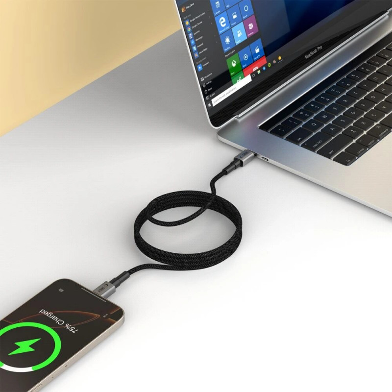 Tech-Protect Ultraboost DNA MagTwist kabel USB-C PD 100W / 5A, 200 cm, żelazny szary