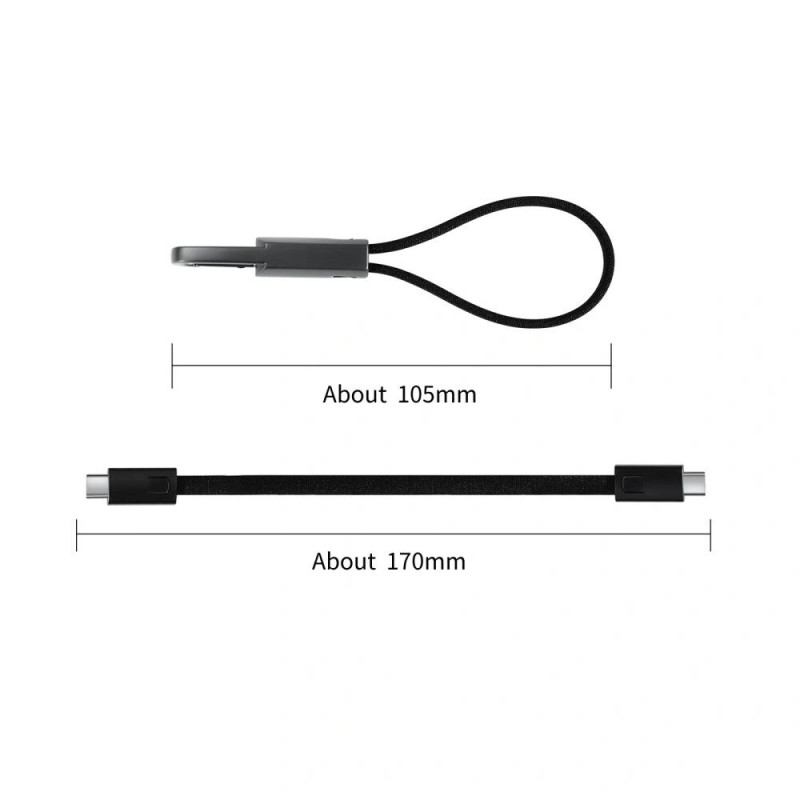 Tech-Protect Ultraboost DNA brelok kabel USB-C / USB-C PD 60W / 3A, 17 cm, żelazny szary