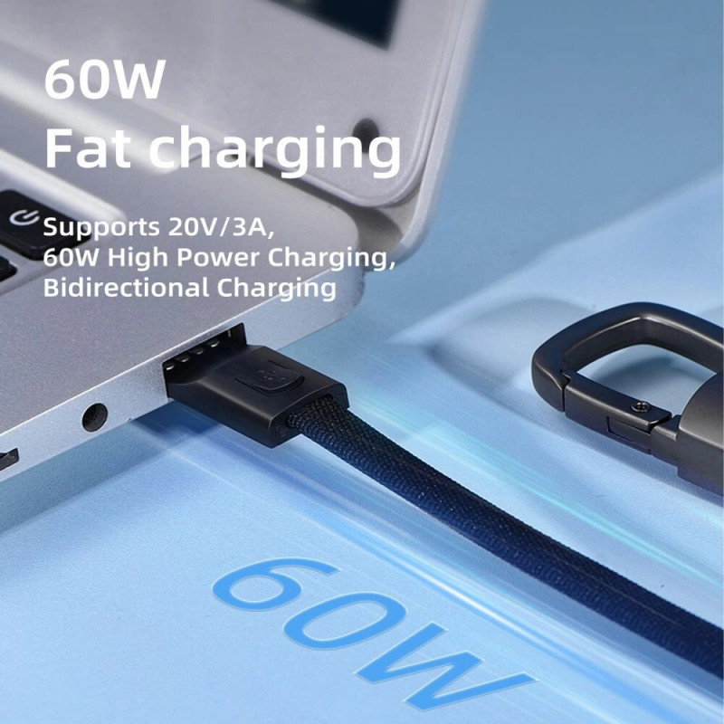 Tech-Protect Ultraboost DNA brelok kabel USB-C / USB-C PD 60W / 3A, 17 cm, żelazny szary