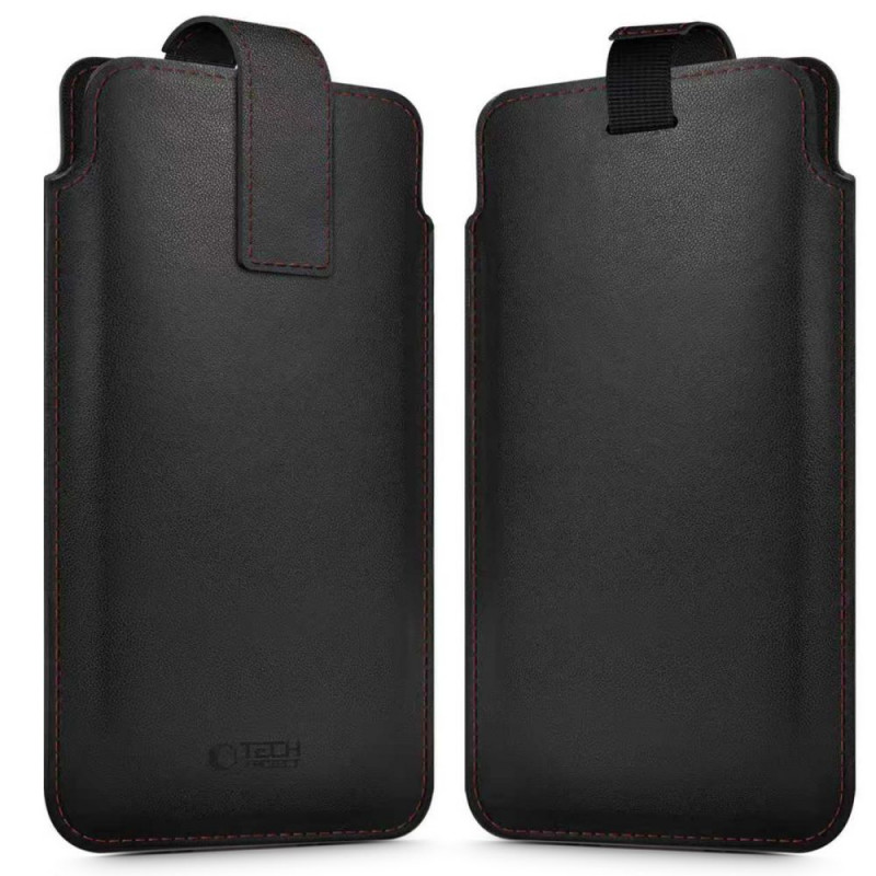 Tech-Protect SM65 uniwersalne etui na telefon 6,0-6,9 cala, ekoskóra, czarno-czerwone