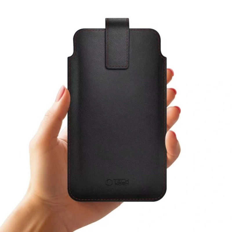 Tech-Protect SM65 uniwersalne etui na telefon 6,0-6,9 cala, ekoskóra, czarno-czerwone