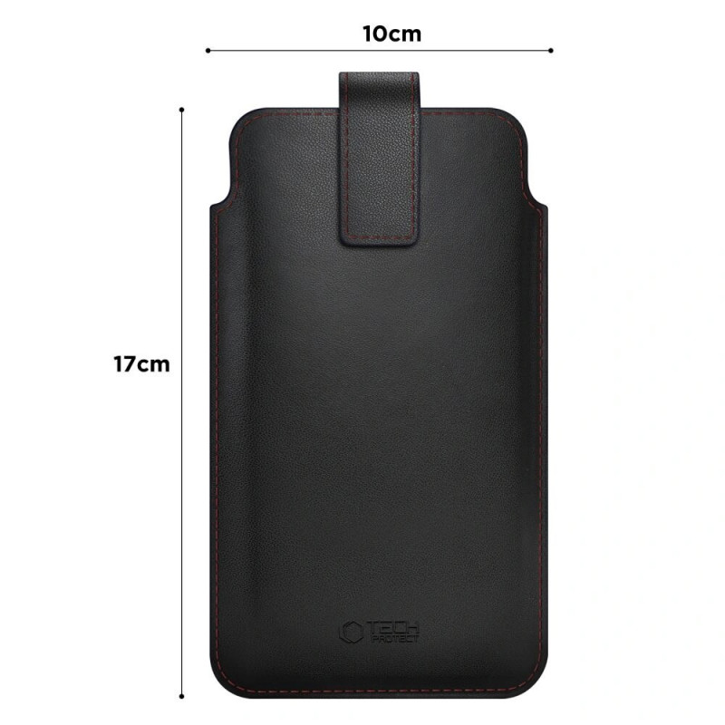 Tech-Protect SM65 uniwersalne etui na telefon 6,0-6,9 cala, ekoskóra, czarno-czerwone