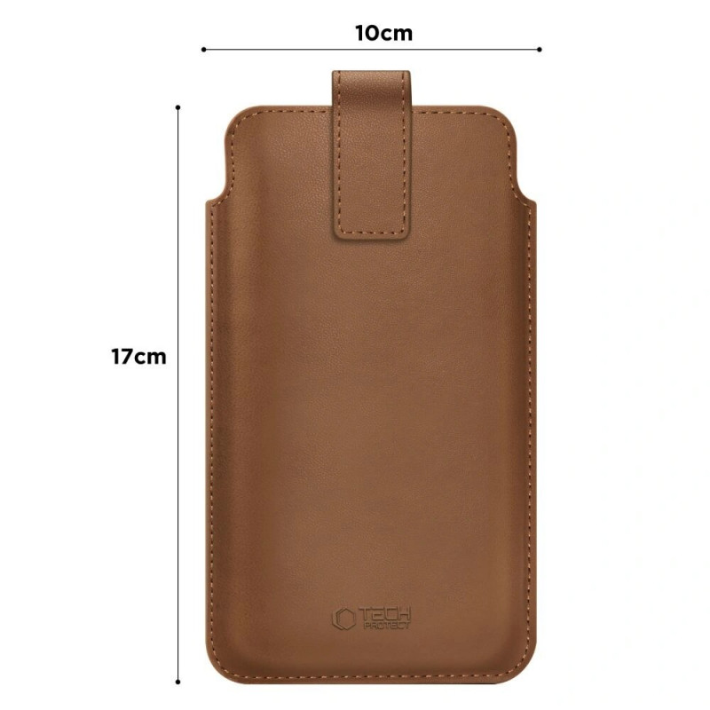 Tech-Protect SM65 uniwersalne etui na telefon 6,0-6,9 cala, ekoskóra, brązowe