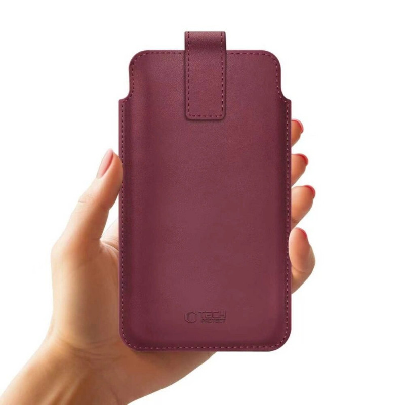 Tech-Protect SM65 uniwersalne etui na telefon 6,0-6,9 cala, ekoskóra, bordowe