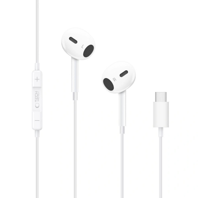 Tech-Protect Ultraboost Core G2 słuchawki douszne USB-C, białe