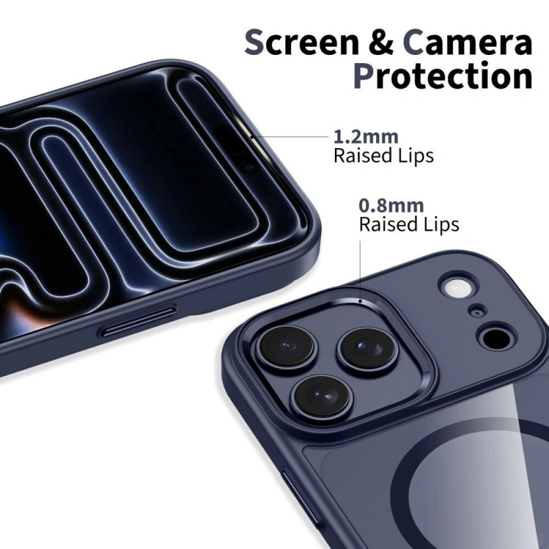 Tech-Protect MagMat MagSafe etui do Apple iPhone 17 Pro, głęboko niebieskie/przezroczyste
