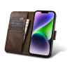 iCarer Oil Wax Wallet Case 2in1 etui skórzane z klapką do iPhone 14 Plus, Anti-RFID, brązowe (WMI14220723-BN)