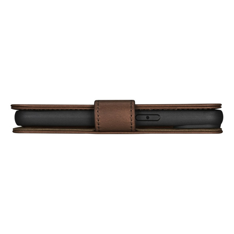 iCarer Oil Wax Wallet Case 2in1 etui skórzane z klapką do iPhone 14 Plus, Anti-RFID, brązowe (WMI14220723-BN)