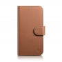iCarer Wallet Case 2in1 etui skórzane z klapką do iPhone 14 Plus, Anti-RFID, brązowe (WMI14220727-BN)