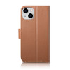 iCarer Wallet Case 2in1 etui skórzane z klapką do iPhone 14 Plus, Anti-RFID, brązowe (WMI14220727-BN)