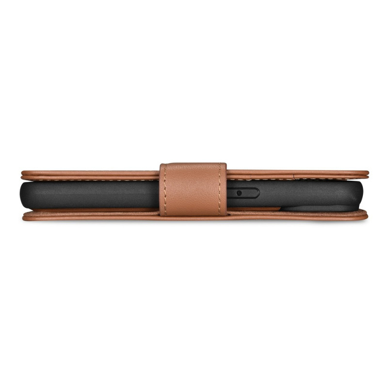 iCarer Wallet Case 2in1 etui skórzane z klapką do iPhone 14 Plus, Anti-RFID, brązowe (WMI14220727-BN)