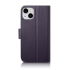 iCarer Wallet Case 2in1 etui skórzane z klapką do iPhone 14 Plus, Anti-RFID, ciemnofioletowe (WMI14220727-DP)