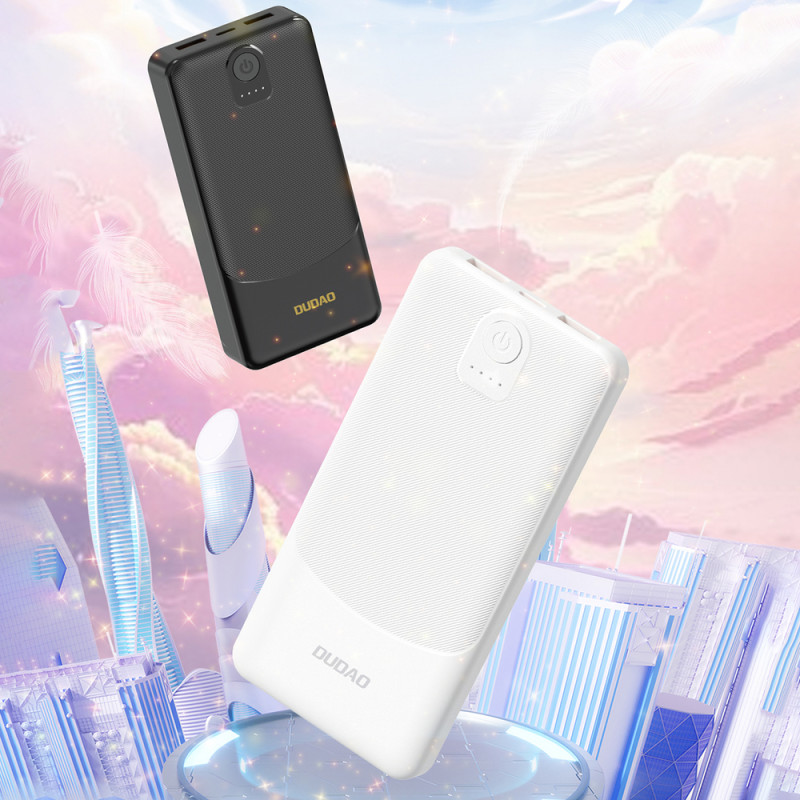 Powerbank Dudao K10 10000 mAh, 2 x USB-A, 2,4 A, biały