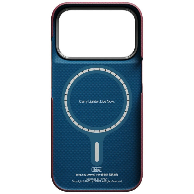Etui PITAKA Edge Case Argyle MagSafe do Apple iPhone 18 Pro / 17 Pro, bordowe