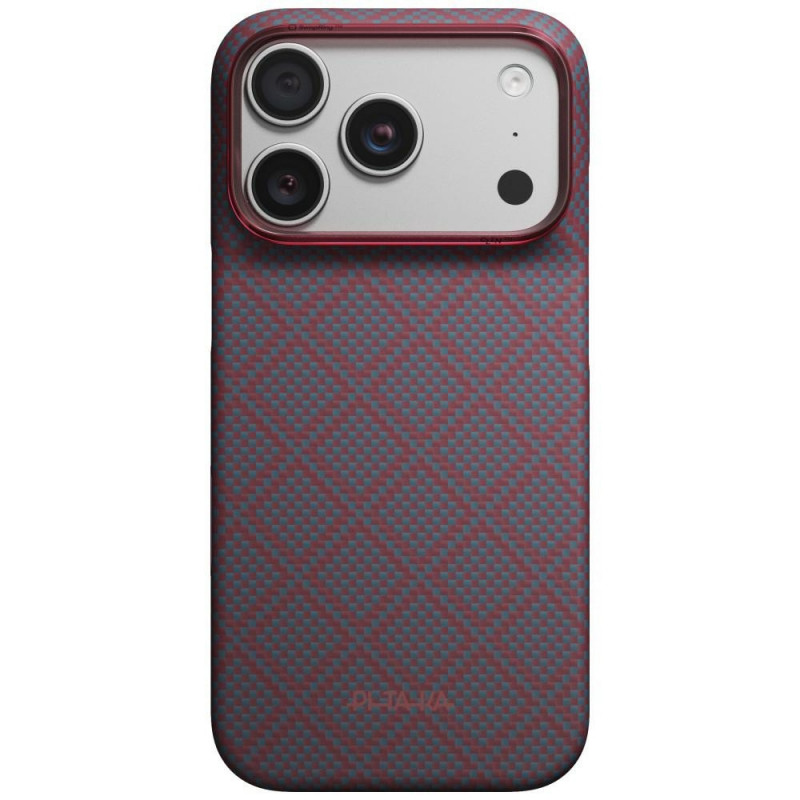 Etui PITAKA Edge Case Argyle MagSafe do Apple iPhone 18 Pro / 17 Pro, niebiesko-czerwone
