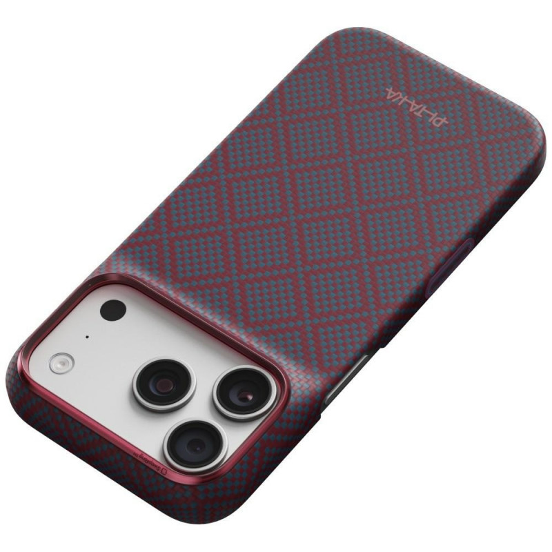 Etui PITAKA Edge Case Argyle MagSafe do Apple iPhone 18 Pro / 17 Pro, niebiesko-czerwone