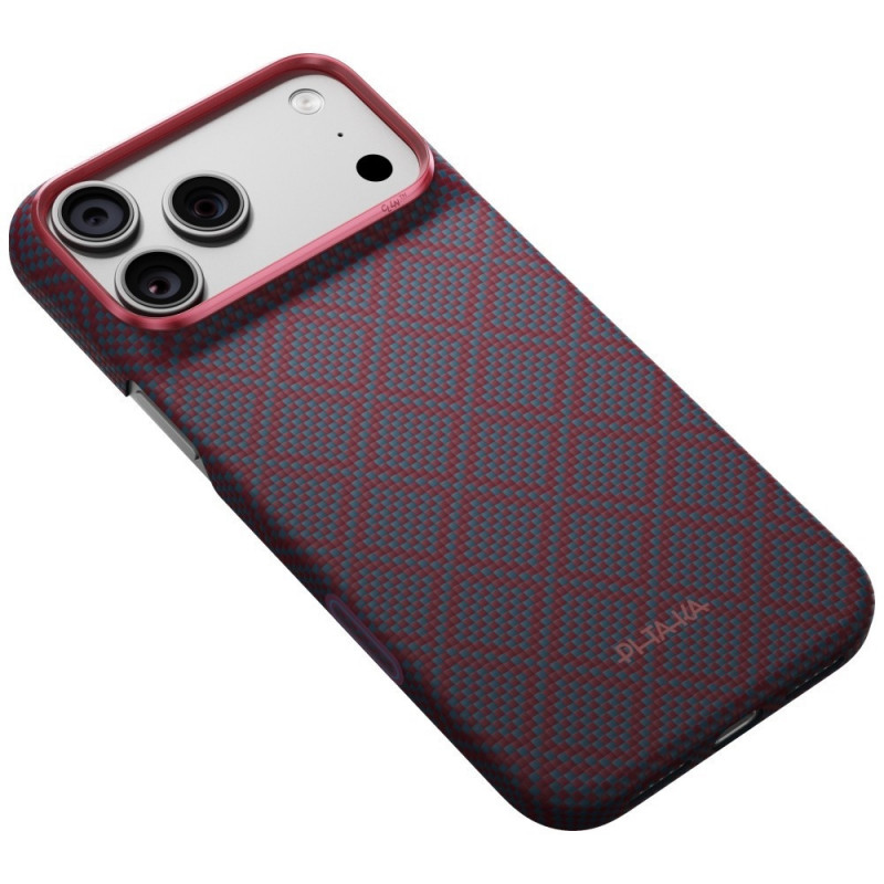 Etui PITAKA Edge Case Argyle MagSafe do Apple iPhone 18 Pro Max / 17 Pro Max, niebiesko-czerwone