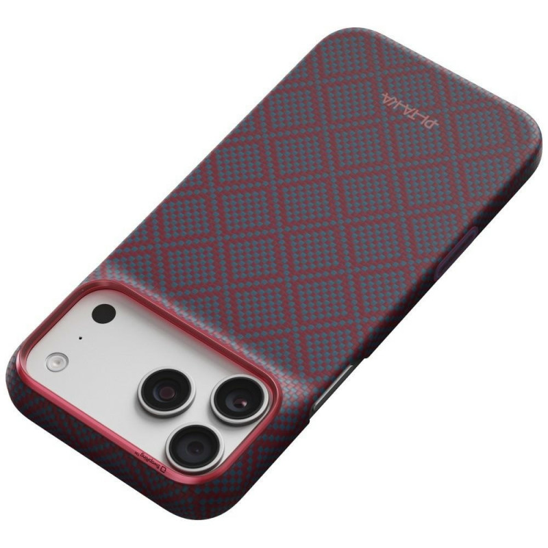 Etui PITAKA Edge Case Argyle MagSafe do Apple iPhone 18 Pro Max / 17 Pro Max, niebiesko-czerwone