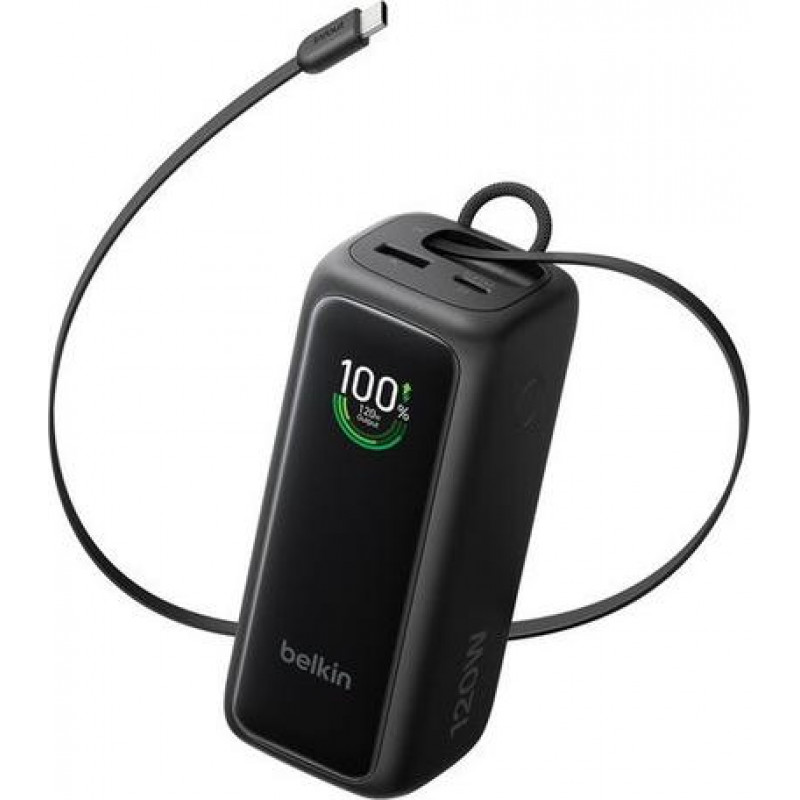 Belkin UltraCharge Smart Display Power powerbank BPB042HQBK, PD 120 W, wysuwany kabel USB-C