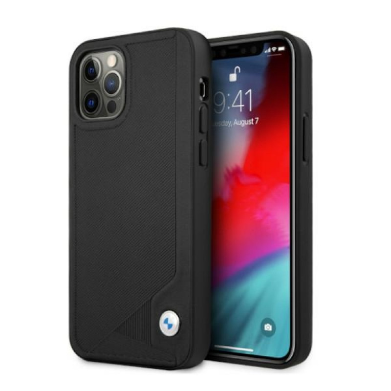 BMW BMHCP12LRCDPK Apple iPhone 12 Pro Max etui twarde Leather Deboss, czarny