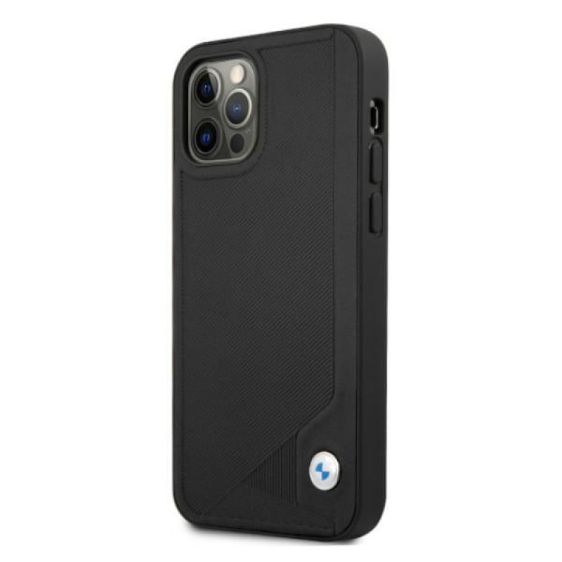 BMW BMHCP12LRCDPK Apple iPhone 12 Pro Max etui twarde Leather Deboss, czarny