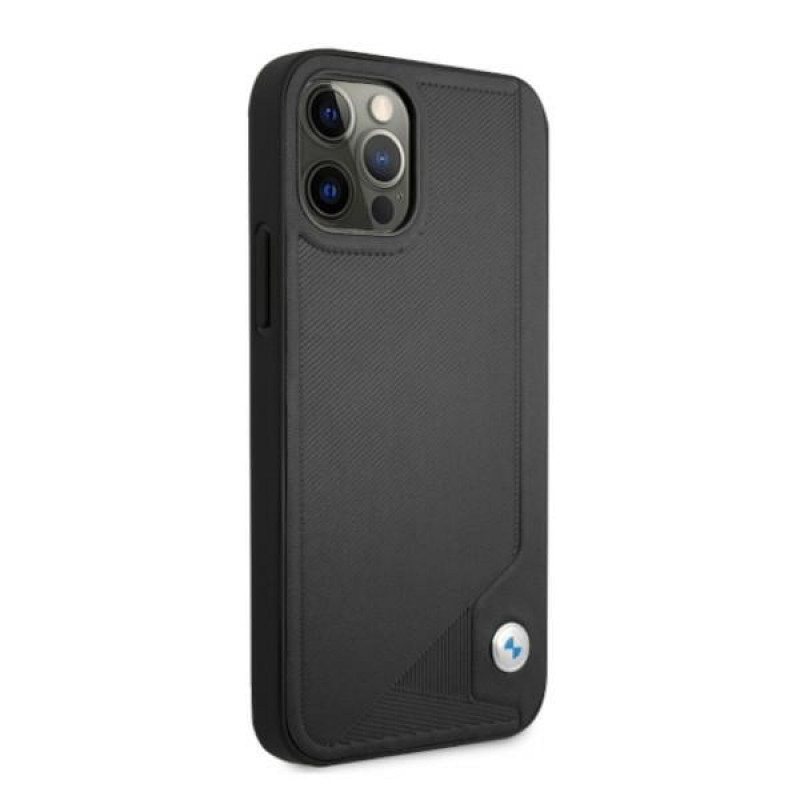 BMW BMHCP12LRCDPK Apple iPhone 12 Pro Max etui twarde Leather Deboss, czarny