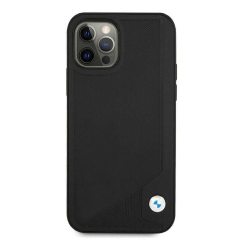 BMW BMHCP12MRCDPK Apple iPhone 12 / 12 Pro etui twarde Leather Deboss, czarny