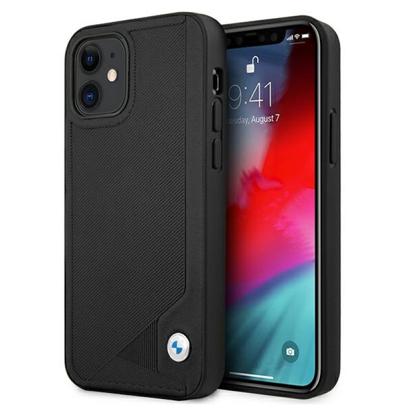 BMW BMHCP12SRCDPK Apple iPhone 12 mini etui twarde Leather Deboss, czarny