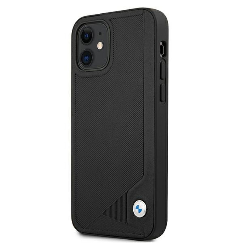 BMW BMHCP12SRCDPK Apple iPhone 12 mini etui twarde Leather Deboss, czarny