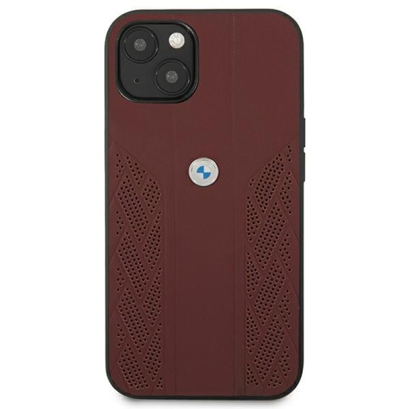 BMW BMHCP13SRSPPR Apple iPhone 13 mini etui twarde Leather Curve Perforate, czerwone