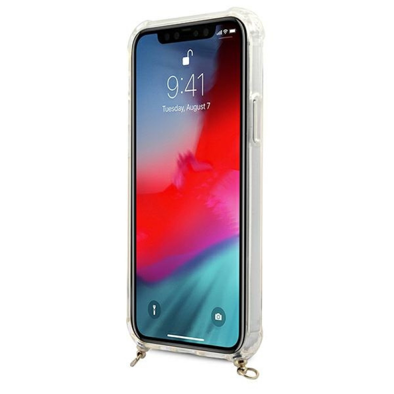 Guess GUHCP12MKC4GSGO Apple iPhone 12 / 12 Pro etui twarde 4G Gold Chain, przezroczyste