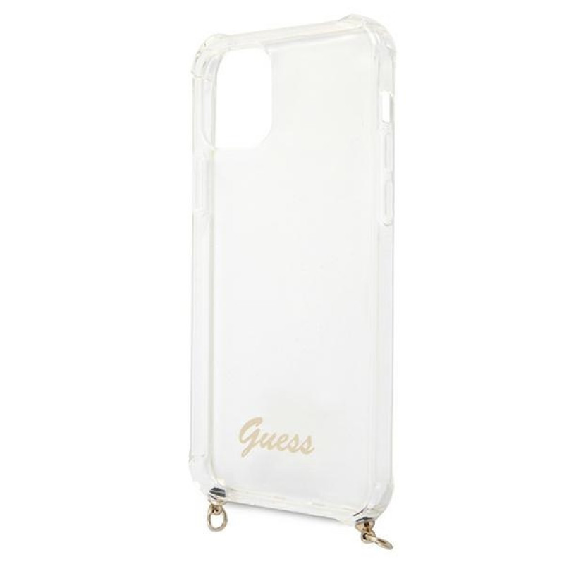 Guess GUHCP12MKC4GSGO Apple iPhone 12 / 12 Pro etui twarde 4G Gold Chain, przezroczyste