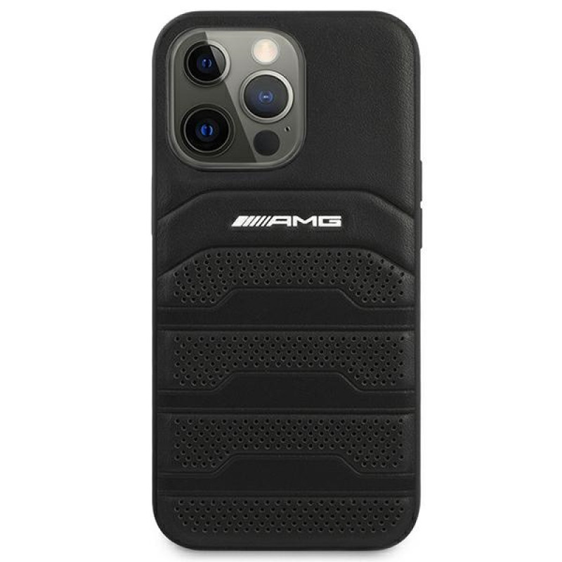 Mercedes-AMG AMHCP14XGSEBK Apple iPhone 14 Pro Max etui twarde, Leather Debossed Lines, czarny