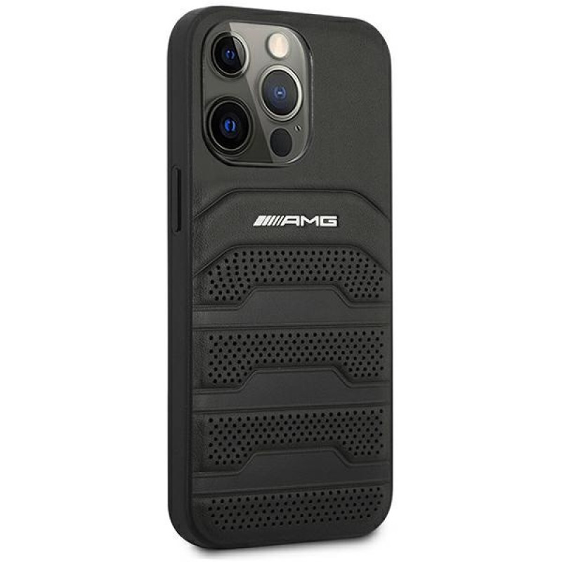 Mercedes-AMG AMHCP14XGSEBK Apple iPhone 14 Pro Max etui twarde, Leather Debossed Lines, czarny
