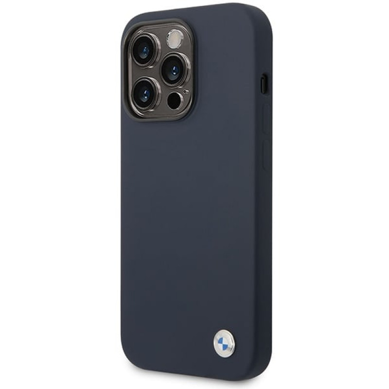 BMW BMHMP14XSILNA etui Apple iPhone 14 Pro Max, Silicone Metal Logo MagSafe, navy