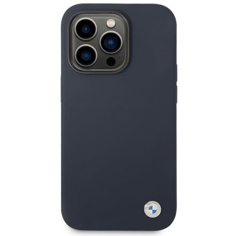 BMW BMHMP14XSILNA etui Apple iPhone 14 Pro Max, Silicone Metal Logo MagSafe, navy