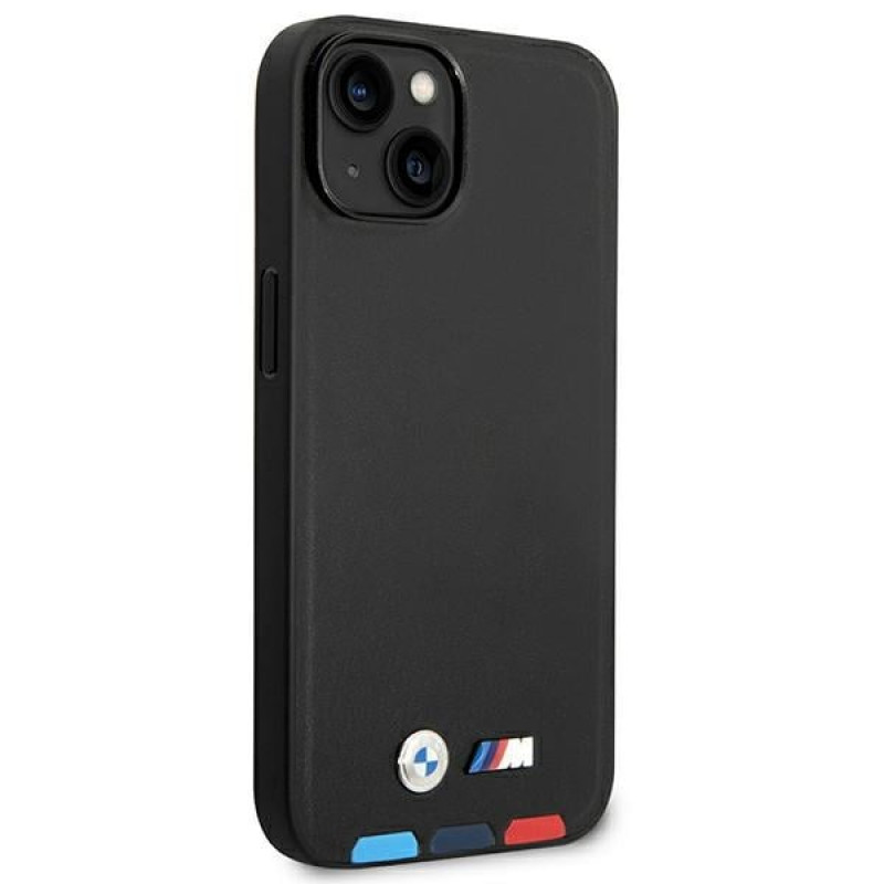 BMW BMHMP14M22PTDK etui Apple iPhone 14 Plus / 15 Plus, Leather Stamp Tricolor MagSafe, czarny