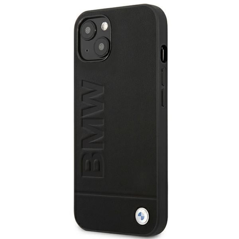 BMW BMHCP14MSLLBK etui na Apple iPhone 14 Plus / 15 Plus, Leather Stamp, czarny