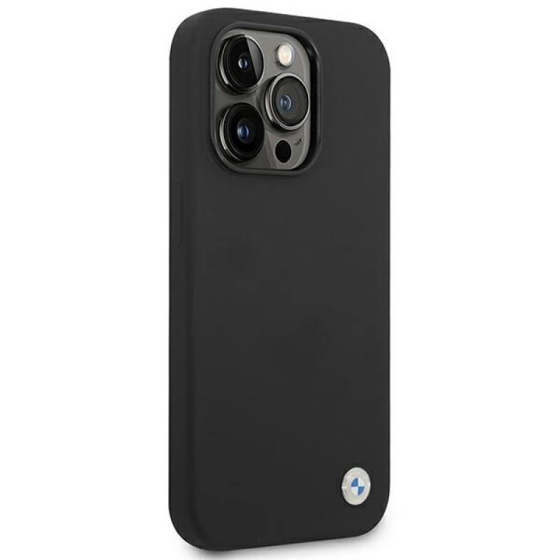 BMW BMHCP14XSILBK Silicone Metal Logo etui twarde na Apple iPhone 14 Pro Max 6.7", czarny