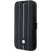 BMW BMBKP14L22RVSK Leather Stamp Blue Lines etui książkowe dla Apple iPhone 14 Pro 6.1", czarne