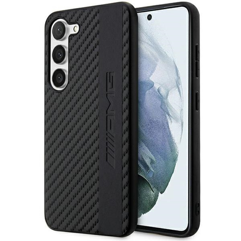 Mercedes-AMG AMHCS23SBLSCA Carbon Stripe & Embossed etui obudowa twarda na Samsung Galaxy S23 (S911), czarne