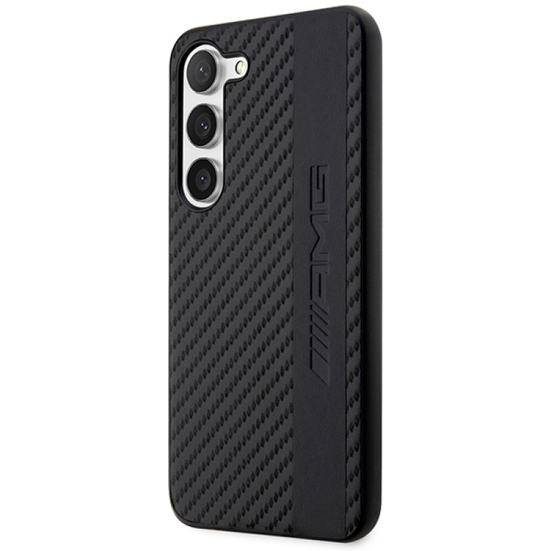 Mercedes-AMG AMHCS23SBLSCA Carbon Stripe & Embossed etui obudowa twarda na Samsung Galaxy S23 (S911), czarne