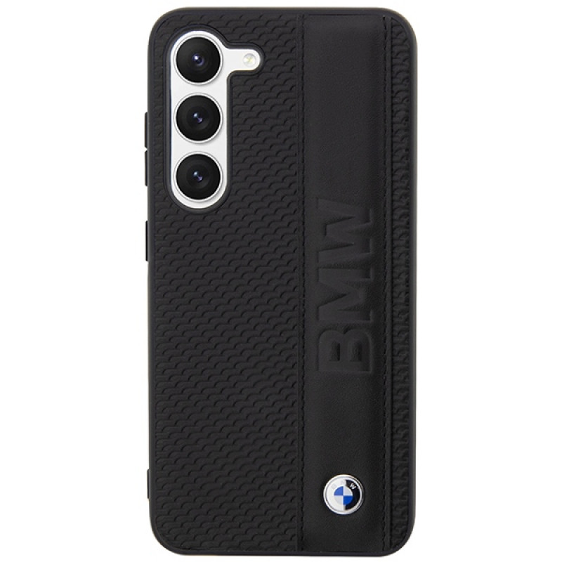BMW BMHCS23M22RDPK Leather Textured & Stripe etui twarde do Samsung Galaxy S23+ (S916), czarny