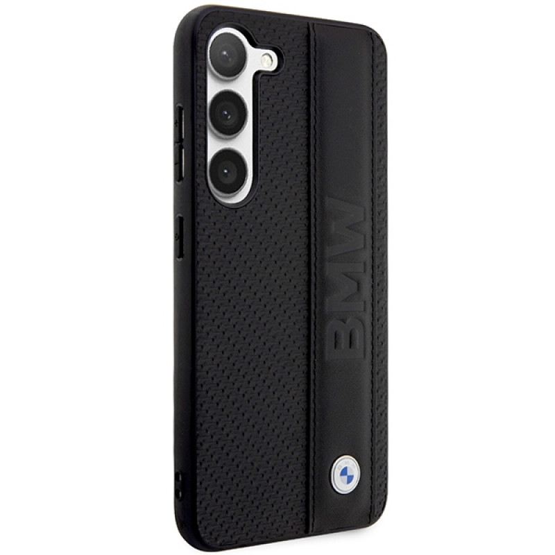 BMW BMHCS23M22RDPK Leather Textured & Stripe etui twarde do Samsung Galaxy S23+ (S916), czarny