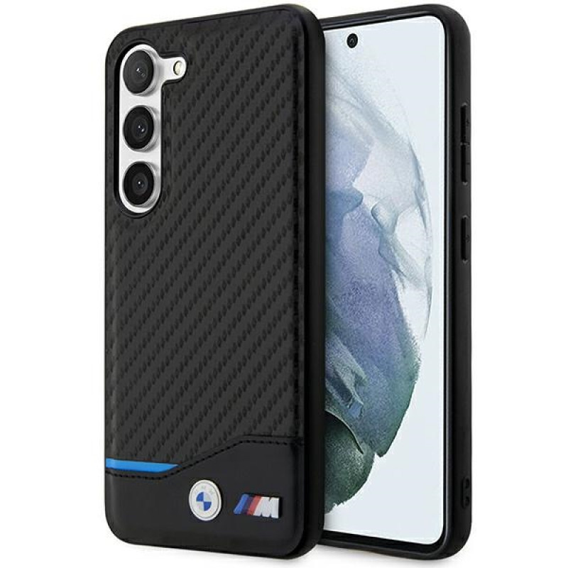 BMW BMHCS23M22NBCK Leather Carbon etui twarde na Samsung Galaxy S23+ (S916), czarne