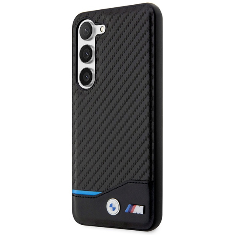 BMW BMHCS23M22NBCK Leather Carbon etui twarde na Samsung Galaxy S23+ (S916), czarne